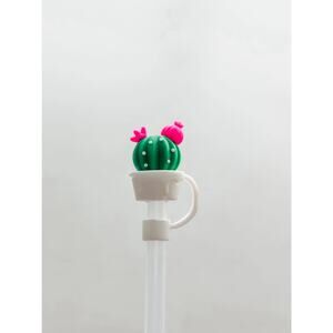 Pink/Green Cactus Straw Cover